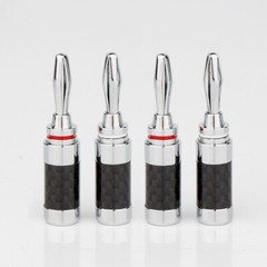 4x Banana Plug For Hifi Speaker Carbon Fiber Rhodium Plated Banana Connector NEW