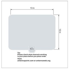 Flat Indoor Digital Antenna Long Range 35 Miles HDTV VHF UHF 1080p, White