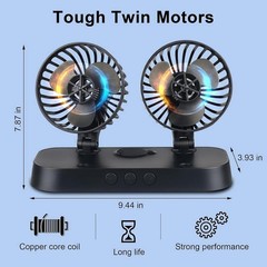 2-IN-1 Car Fan Cooling & Mist, Dual Head DC 5V USB Car AC, 360° Rotatable & 2…