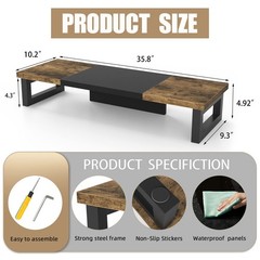 Westree Dual Monitor Stand Riser Wood And Steel Multi-Purpose Desktop Storage