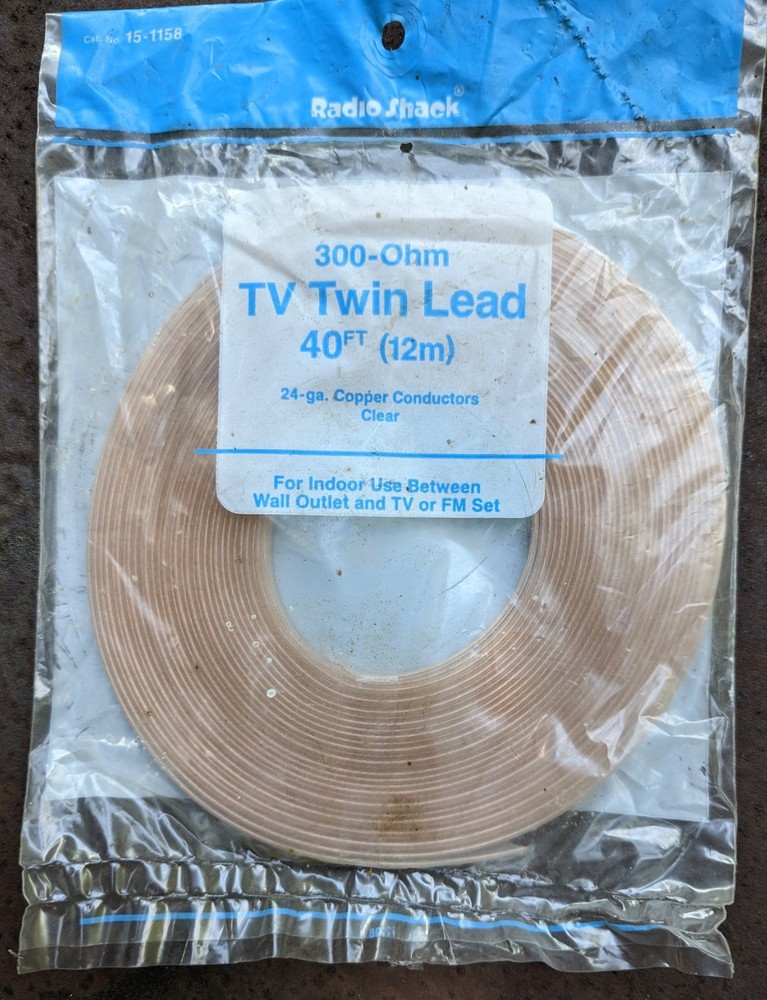 300 Ohm Twinlead for TV Antenna,etc – 40ft – 24AWG Copper