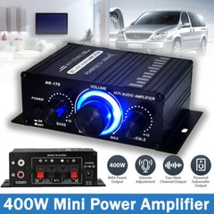 HiFi Amplifier Mini 400W Aluminum Audio Stereo Power Amplifier Preamp DC 12V Car