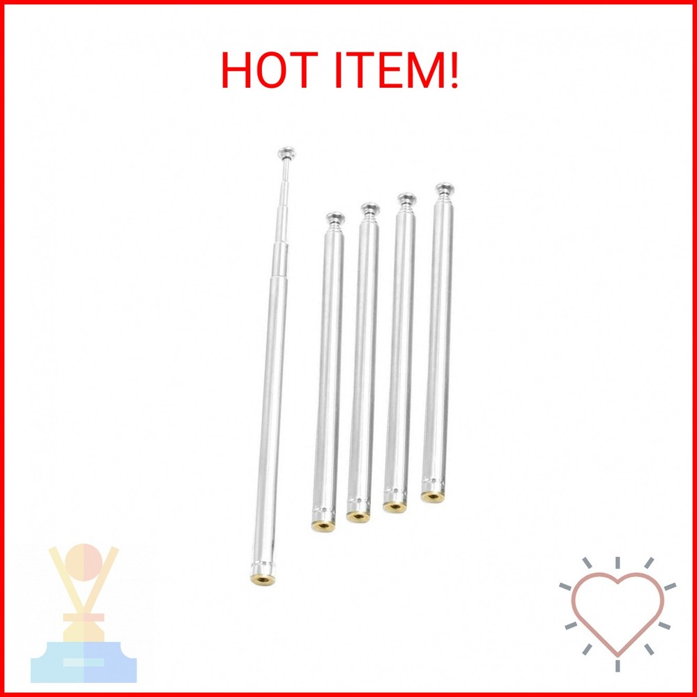 Uxcell 5 Sections Telescopic Antenna, 12 Inches 310mm Long for AM FM Radio TV, 5