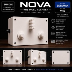 NOVA VHS Mold Cleaner Video Cassette Tape Cleaning Machine Bundle with Pads