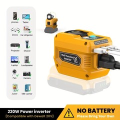 Power Inverter Compatible with Dewalt 20V Battery with 400lm LED Light