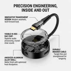 USB C to 3.5mm Audio Adapter with Charging, 2-in-1 PD Fast Charging