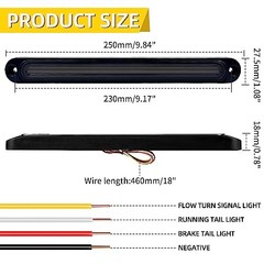 2 Pack 10″ LED Trailer Tail Light Bar Brake Stop Sequential Turn Signal