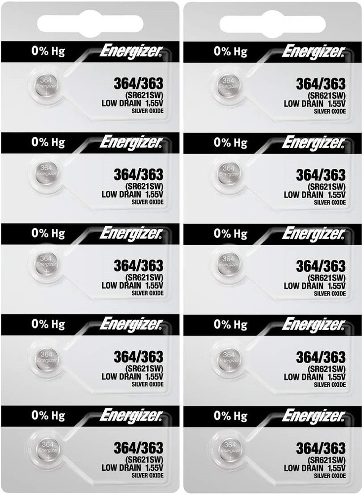 10 x Fresh Stock Energizer Watch Silver Oxide Batteries 364/363 SR621SW Battery