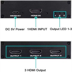HDMI Splitter 1 in 3 out HD 2160P 4K 2K@30Hz 1X3 Port Box Hub Adapater DC 5V