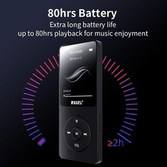 RUIZU X02 MP3 Player w/ Bluetooth 5.3 FM Radio Voice Recorder Up to 128GB Black