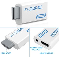 Portable Wii to HDMI Wii2HDMI Full HD Converter Audio Output Adapter TV Black