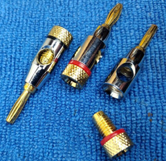 46-Pc Speaker Banana Plugs 24K Gold Plated Brass Color Coded R&B Open Screw Type