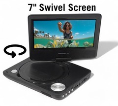 Proscan Elite Portable 7″ Swivel Screen DVD Player SD Card Slot 2.5 Battery BLK