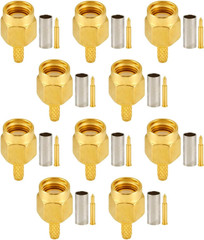 10 PCS SMA Connectors SMA Male Crimp Connector for RG316 RG174 RF Coax Cable
