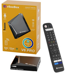 vSeeBox V6 Pro Smart TV Box Voice Remote with 4GB+32GB Dual-Band WiFi