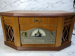 EMERSON NR303TT 4 IN 1 WOOD STEREO SYSTEM CD RADIO CASSETTE TURNTABLE WORKS