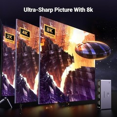 UGREEN HDMI 2.1 Switch 8K@60Hz 3 in 1 Out with Remote Support 3D CEC HDR HDCP2.3