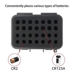 CR2 CR123A Lithium Battery Organizer Case, 28 Slots, Waterproof Hard Case for…