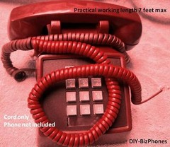 AT&T Cherry Red Vintage Phone Short Handset Cord Trimline Princess 2500 Curly