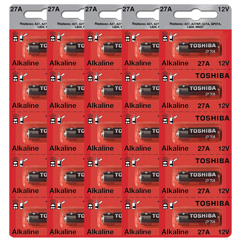 Toshiba 27A 12V Alkaline Battery 27A A27BP G27A GP27A L828 MN27 (25 Batteries)