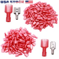 100PCS Insulated Spade Wire Connectors Electrical Crimp Terminals Nylon Fully