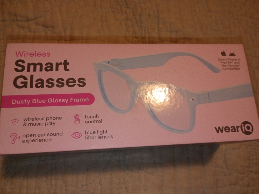 WeariQ Bluetooth Smart Glasses, SS-DustyBC1-Dusty Blue Glossy Frame