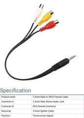 3.5MM A/V JACK TO 3-RCA FEMALE AUDIO VIDEO CONNECTOR CABLE AUX ADAPTER SPLITTER