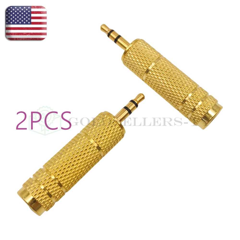 2PCS 6.35mm 1/4″Female to 3.5mm 1/8″ Male Jack Stereo Headphone Audio Adapter