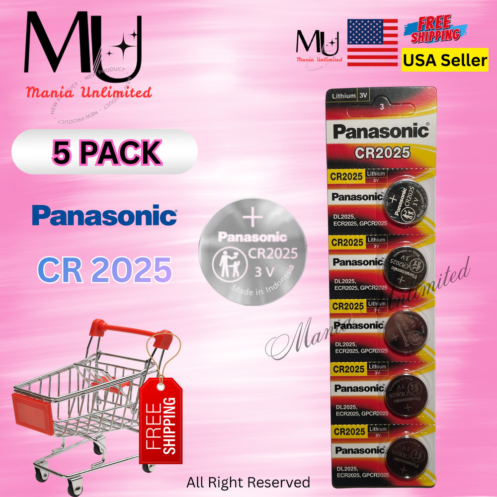 5 pc Fresh Stock CR2025 DL2025 ECR2025 3v Lithium Battery Expire 2033+ Free Ship