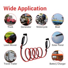 14AWG SAE to SAE Extension Cable 2Pin Quick Disconnect Wire Harness 3ft 6ft 10ft