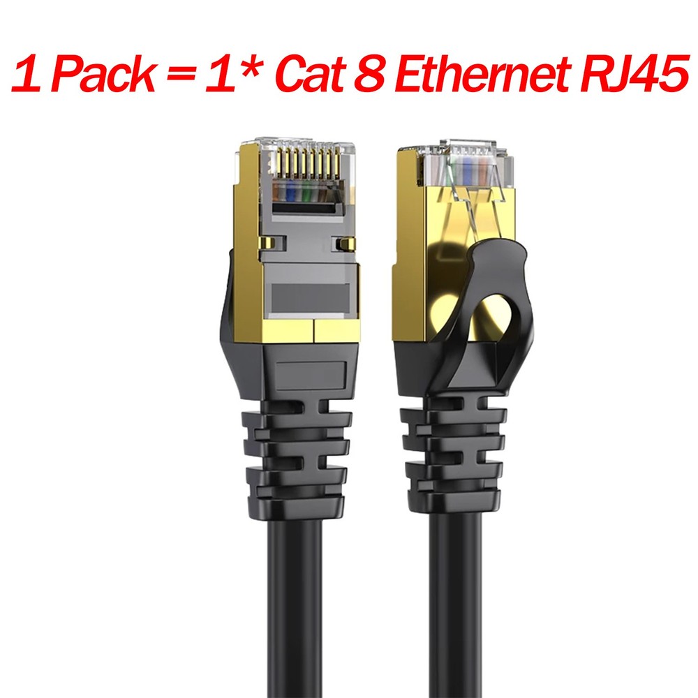 3Pack Cat 8 Ethernet RJ45 Cable Super Speed 40Gbps Patch LAN Network Gold Plated