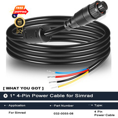 000-00128-001 4-Pin Power Cable for Simrad Navico B&G NSS, Evo1, 2, 3, Black