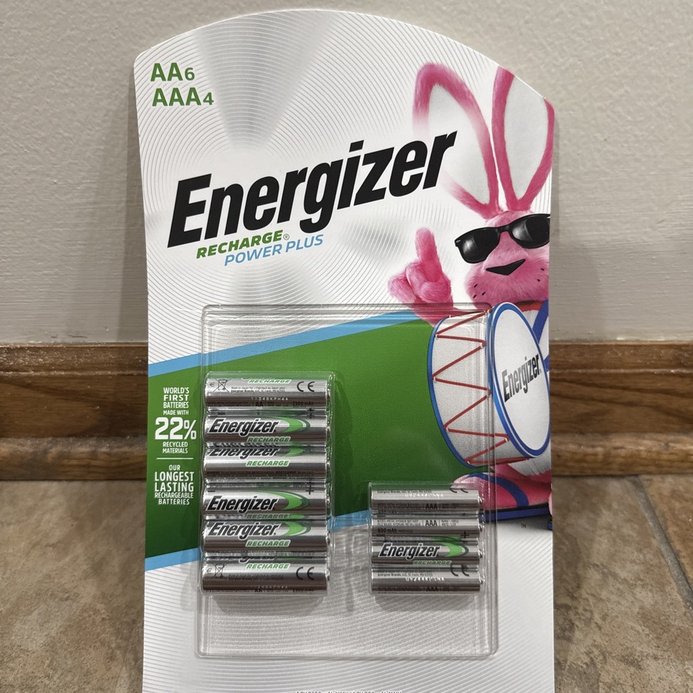 Energizer Rechargable Batteries Power Plus 6 AA + 4 AAA NiMH Made in Japan