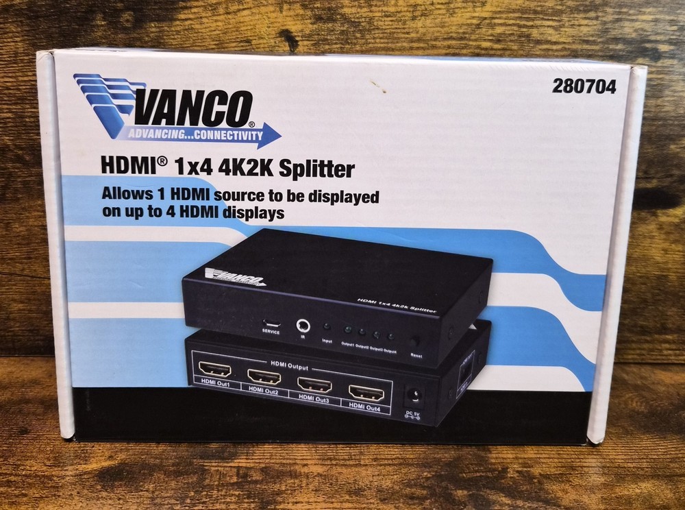 Vanco 4k HDMI 1 x 4 Splitter/Extender Model 280704