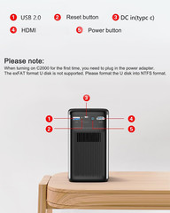 Mini DLP Projector 200 ANSI HD Video/Android 9.0 2GB + 32Gb/Touchpad/Tof Autofoc