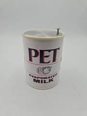 Vintage PET Evaporated Milk Novelty AM FM Radio Can Hong Kong 1970s Retro Decor