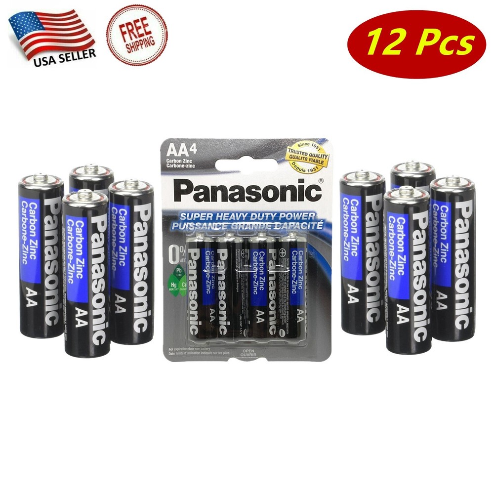 12 Pcs Panasonic AA Batteries Heavy Duty Power Carbon-Zinc Double A Battery 1.5v
