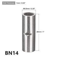 10-100Pcs 2-22 AWG Non-Insulated Copper butt Splice connectors terminal barrel