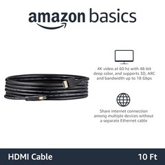 AMAZON BASICS HDMI CABLE 3PACK 10FT 4K@60HZ HIGH-SPEED 4K HDMI 2.0 CORD – BLACK