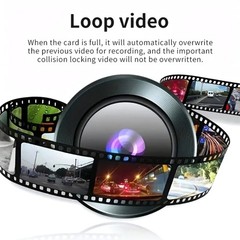 360 Degree 4 Lens 1080P Car Dash Cam Front Rear Inside Side DVR 64GB Memory Card