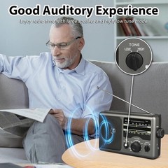 Stylish AM/FM Portable Radio: Ideal Gift with 3.5mm Jack & Easy-to-Use Design