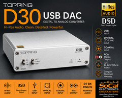 TOPPING D30 USB DAC Hi-Res Audio Digital to Analog Converter Silver Open Box