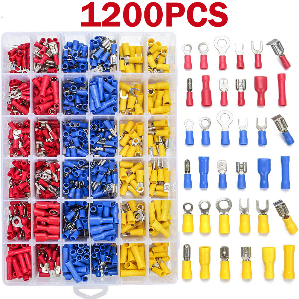 1200Pcs Assortment Insulated Electrical Wire Cable Connectors Crimp Terminal Kit