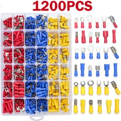 1200Pcs Insulated Electrical Wire Terminals Ring Butt Spade, Fork Connector Kits