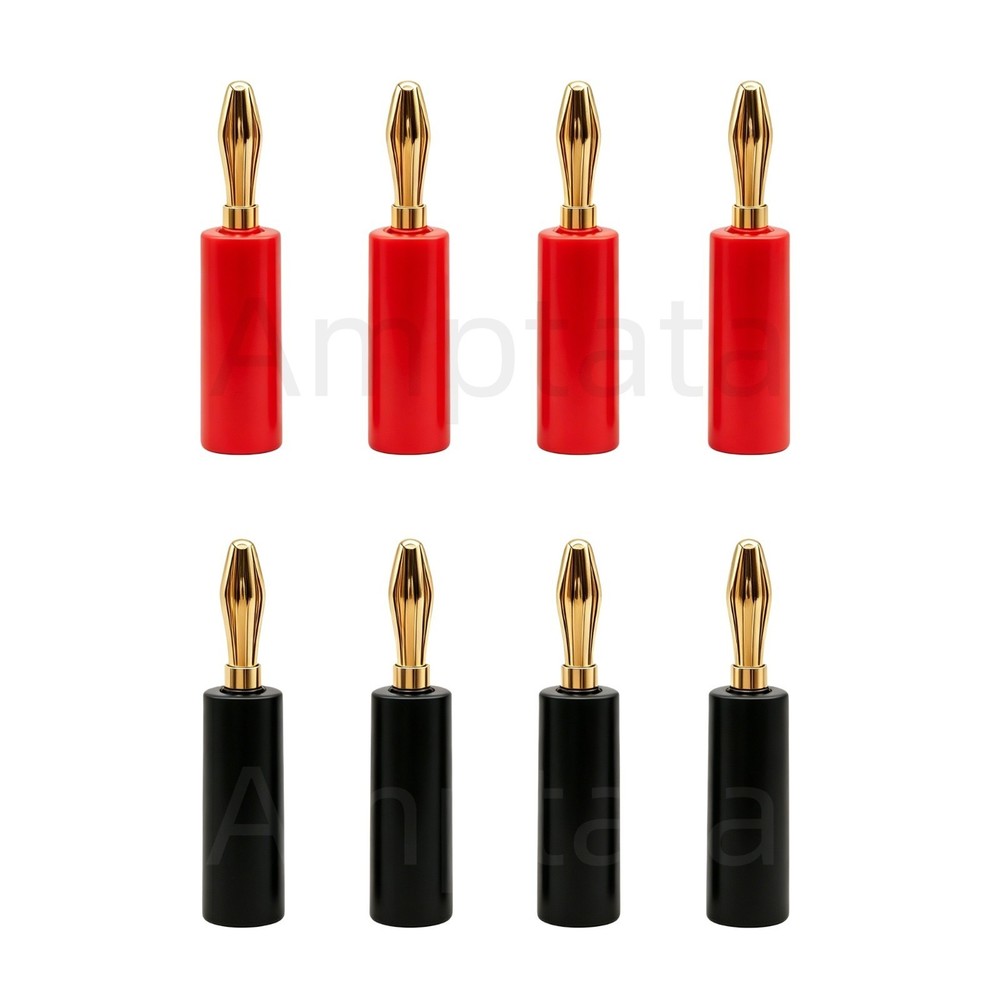 8pcs Banana Plugs 4mm 24k Gold Dual Screw Lock Speaker Wire Audio Jack Connector