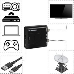 VHF RF Modulator HDMI Coaxial Converter 1080P PLL Control NTSC CH3=61.25MHz