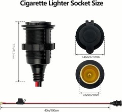 SSGP Heavy Duty 12AWG 12V Fixed Thread Cigarette Lighter Socket Replacement & Ex
