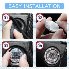 2PCS Rhinestone Push Start Button Cover Bling Car Accessories for Women, Pink