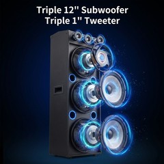 Bluetooth Triple 12” Woofer & 1” Tweeter Recording High-Performance PA Speaker