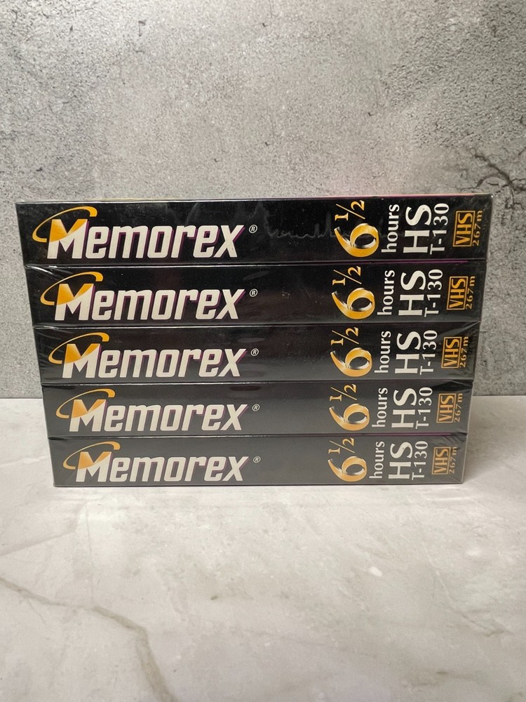 Memorex 6 1/2 hours HS T-130 Blank VHS Tapes – NEW and Sealed (5-pack)